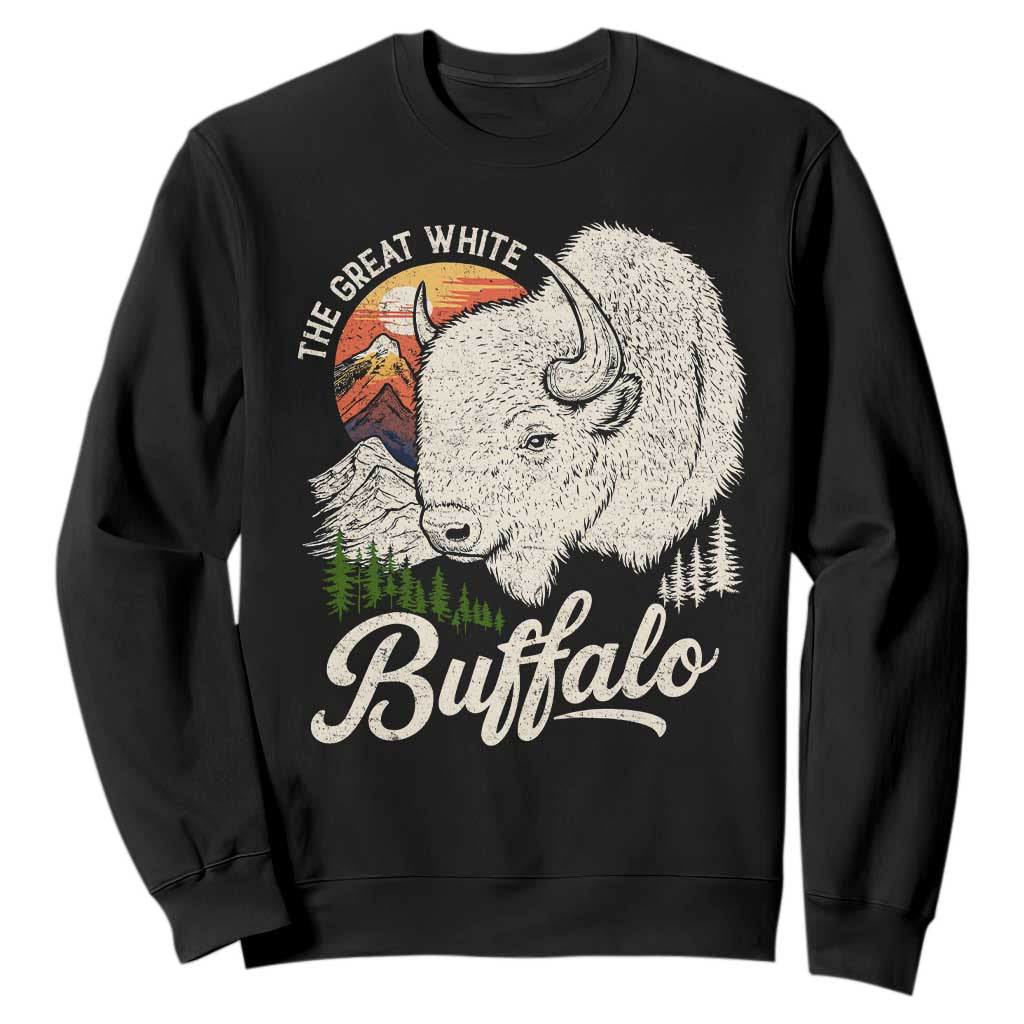 The Great White Buffalo Sweatshirt Native American Sacred Spirit Animal TS11 Black Print Your Wear
