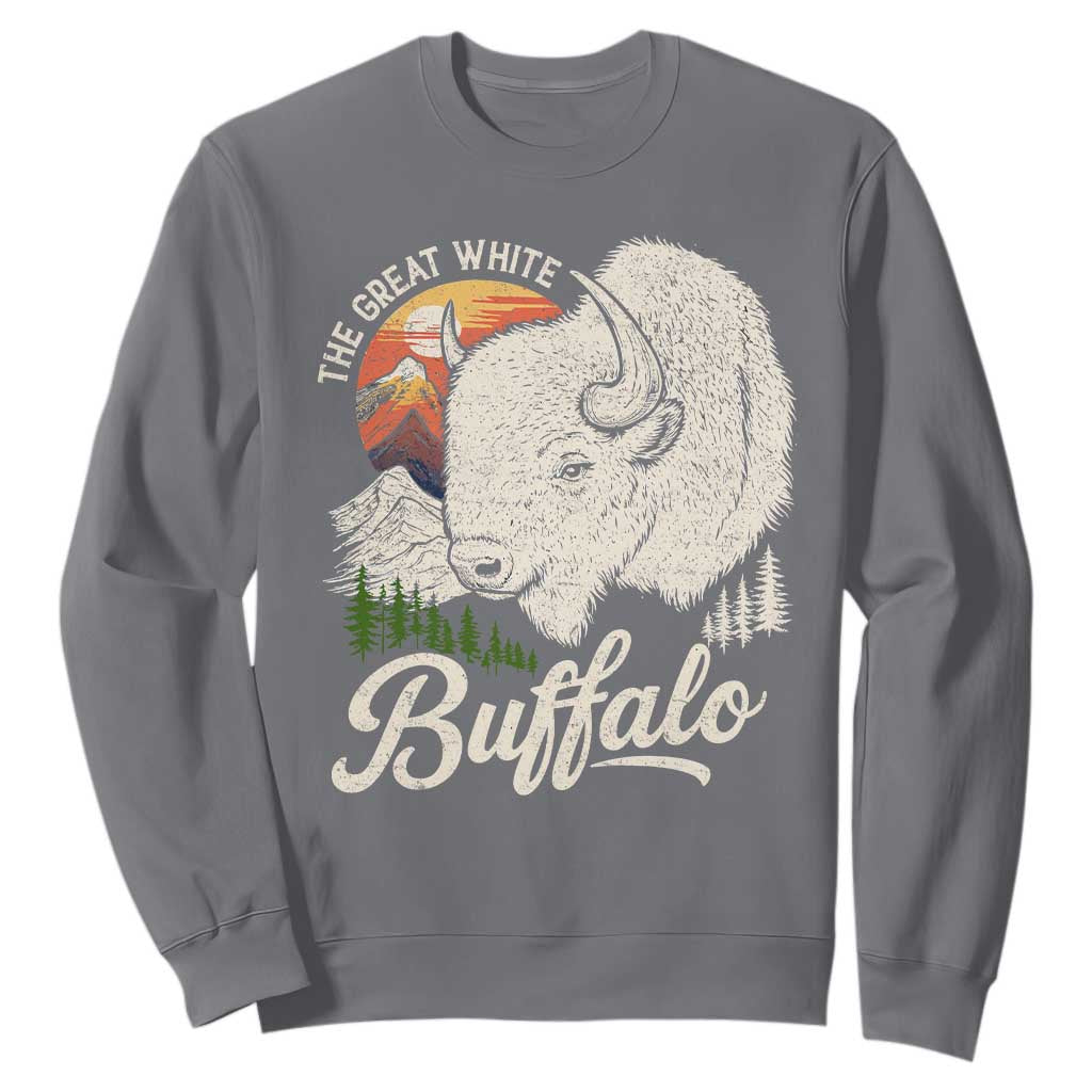 The Great White Buffalo Sweatshirt Native American Sacred Spirit Animal TS11 Charcoal Print Your Wear