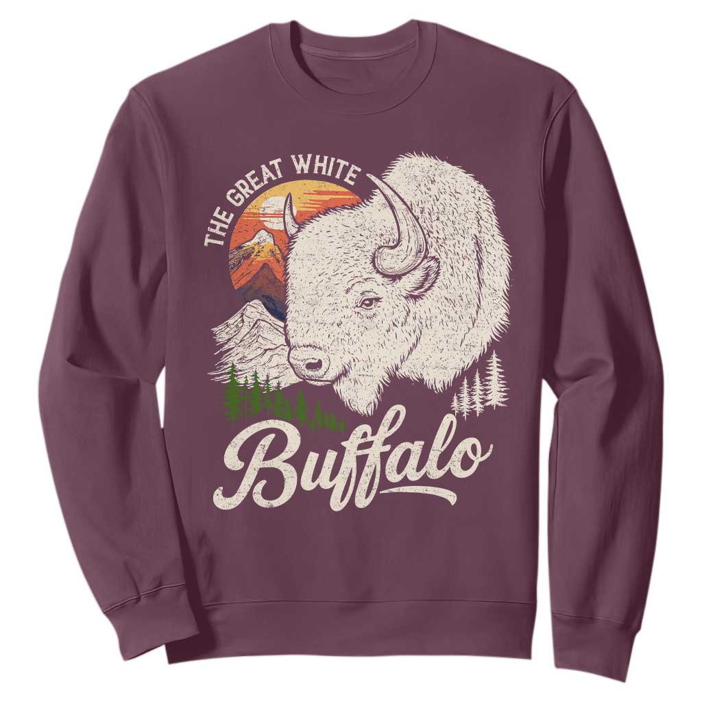 The Great White Buffalo Sweatshirt Native American Sacred Spirit Animal TS11 Maroon Print Your Wear
