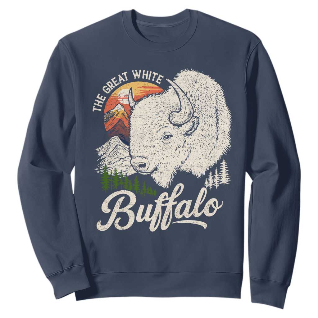 The Great White Buffalo Sweatshirt Native American Sacred Spirit Animal TS11 Navy Print Your Wear