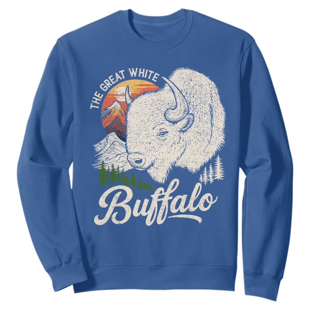 The Great White Buffalo Sweatshirt Native American Sacred Spirit Animal TS11 Royal Blue Print Your Wear