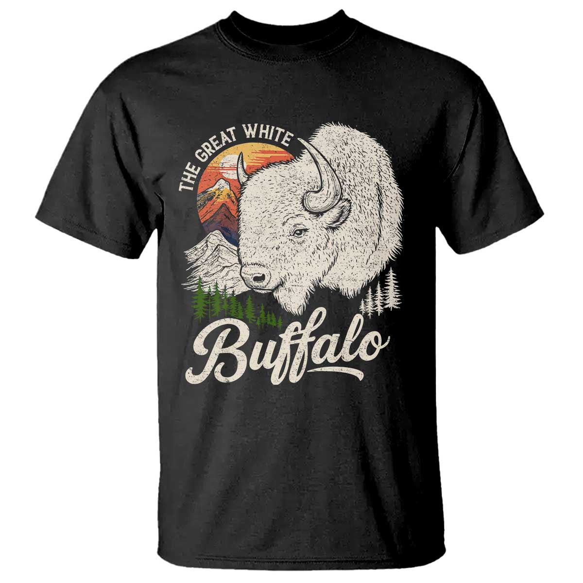 The Great White Buffalo T Shirt Native American Sacred Spirit Animal TS11 Black Print Your Wear