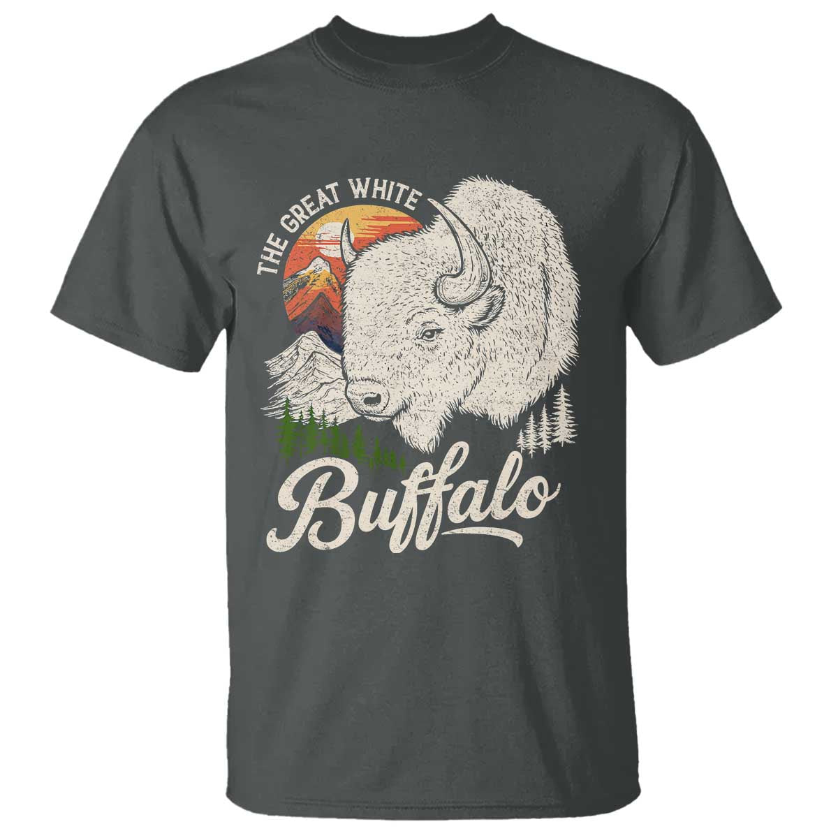 The Great White Buffalo T Shirt Native American Sacred Spirit Animal TS11 Dark Heather Print Your Wear