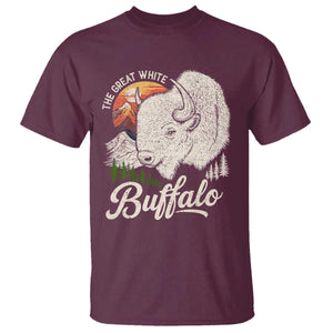 The Great White Buffalo T Shirt Native American Sacred Spirit Animal TS11 Maroon Print Your Wear