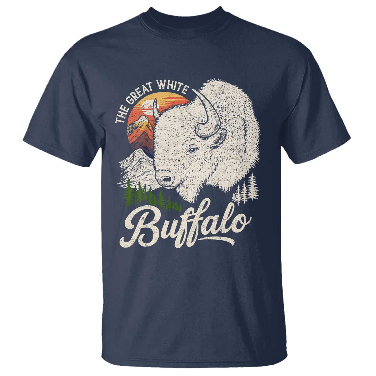 The Great White Buffalo T Shirt Native American Sacred Spirit Animal TS11 Navy Print Your Wear