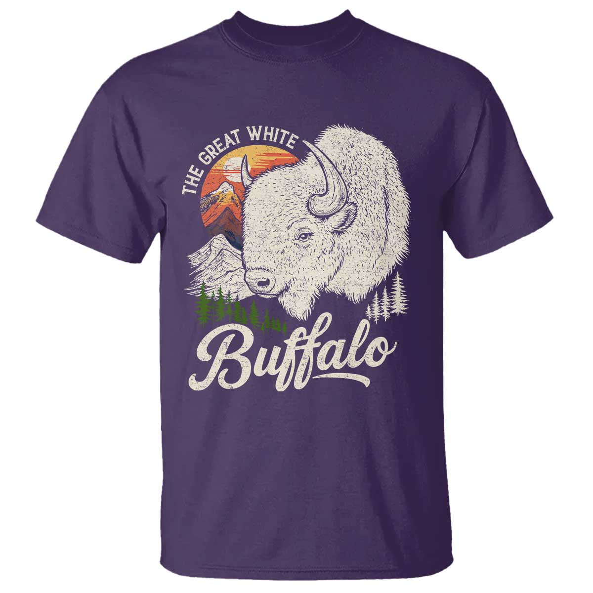 The Great White Buffalo T Shirt Native American Sacred Spirit Animal TS11 Purple Print Your Wear