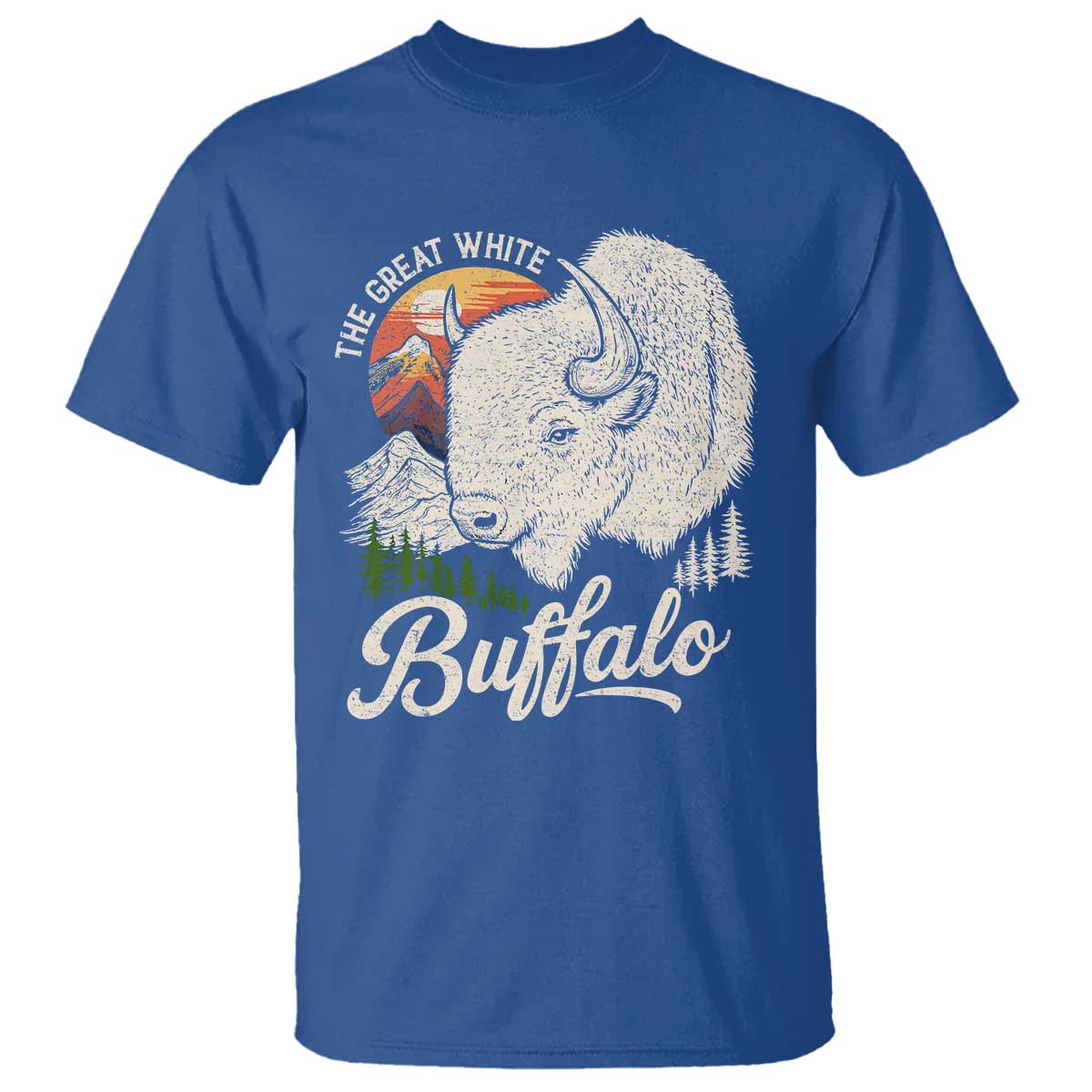 The Great White Buffalo T Shirt Native American Sacred Spirit Animal TS11 Royal Blue Print Your Wear