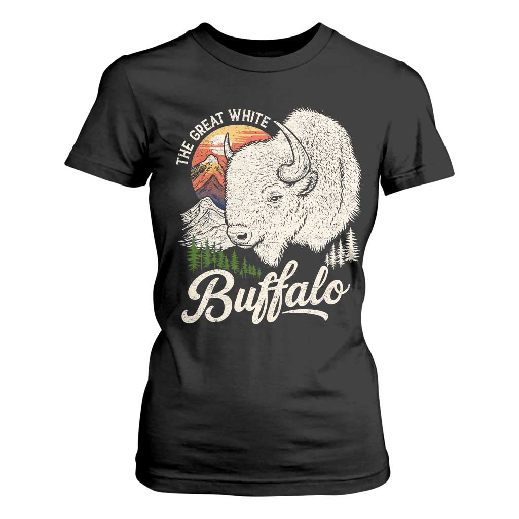 The Great White Buffalo T Shirt For Women Native American Sacred Spirit Animal TS11 Black Print Your Wear