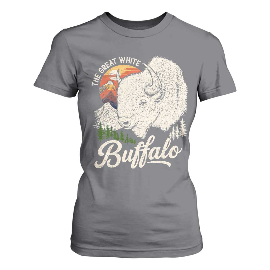 The Great White Buffalo T Shirt For Women Native American Sacred Spirit Animal TS11 Charcoal Print Your Wear
