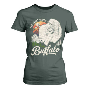 The Great White Buffalo T Shirt For Women Native American Sacred Spirit Animal TS11 Dark Forest Green Print Your Wear