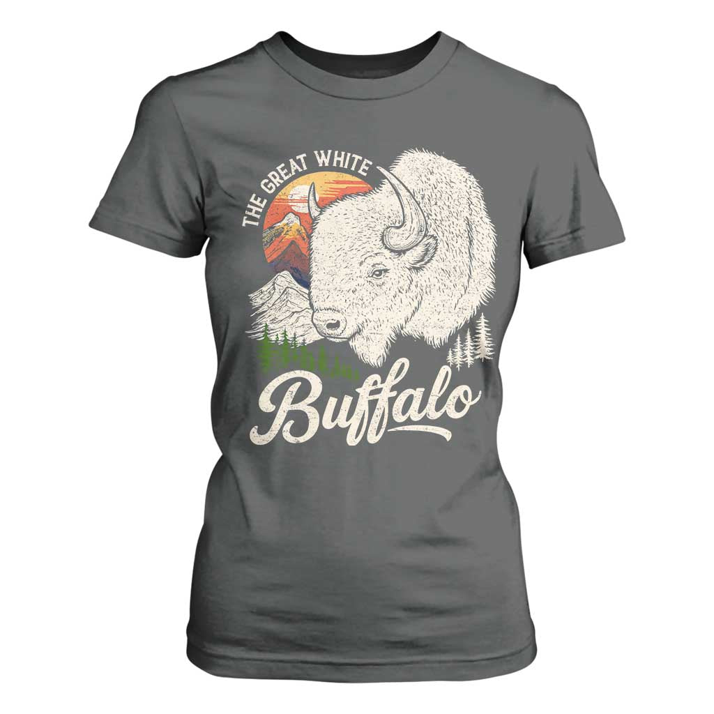 The Great White Buffalo T Shirt For Women Native American Sacred Spirit Animal TS11 Dark Heather Print Your Wear