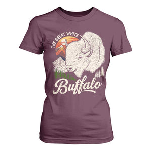 The Great White Buffalo T Shirt For Women Native American Sacred Spirit Animal TS11 Maroon Print Your Wear
