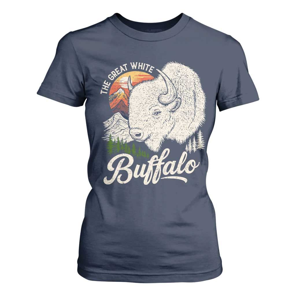 The Great White Buffalo T Shirt For Women Native American Sacred Spirit Animal TS11 Navy Print Your Wear
