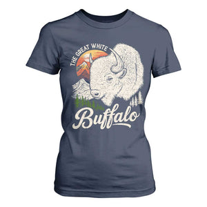 The Great White Buffalo T Shirt For Women Native American Sacred Spirit Animal TS11 Navy Print Your Wear
