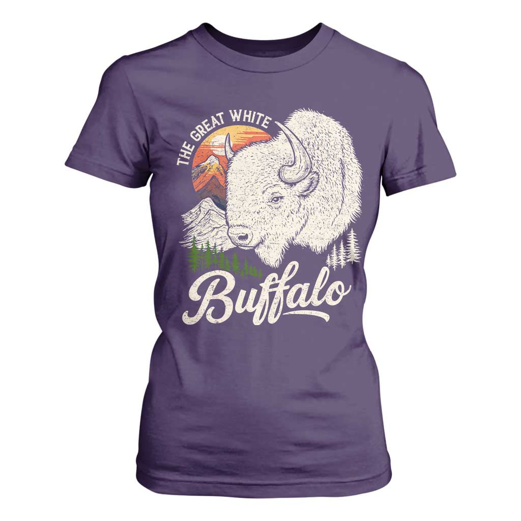 The Great White Buffalo T Shirt For Women Native American Sacred Spirit Animal TS11 Purple Print Your Wear