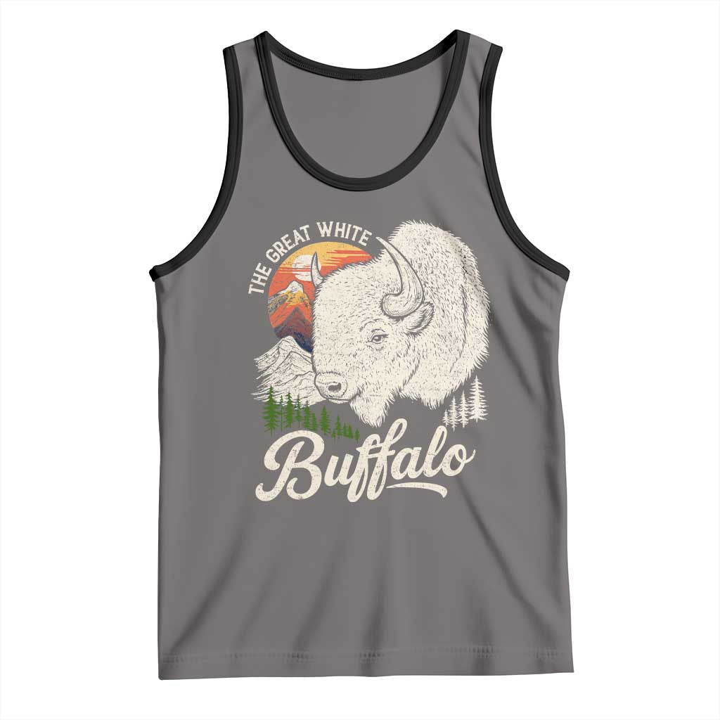 The Great White Buffalo Tank Top Native American Sacred Spirit Animal TS11 Deep Heather Black Print Your Wear