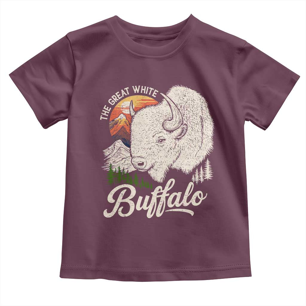 The Great White Buffalo Toddler T Shirt Native American Sacred Spirit Animal TS11 Maroon Print Your Wear
