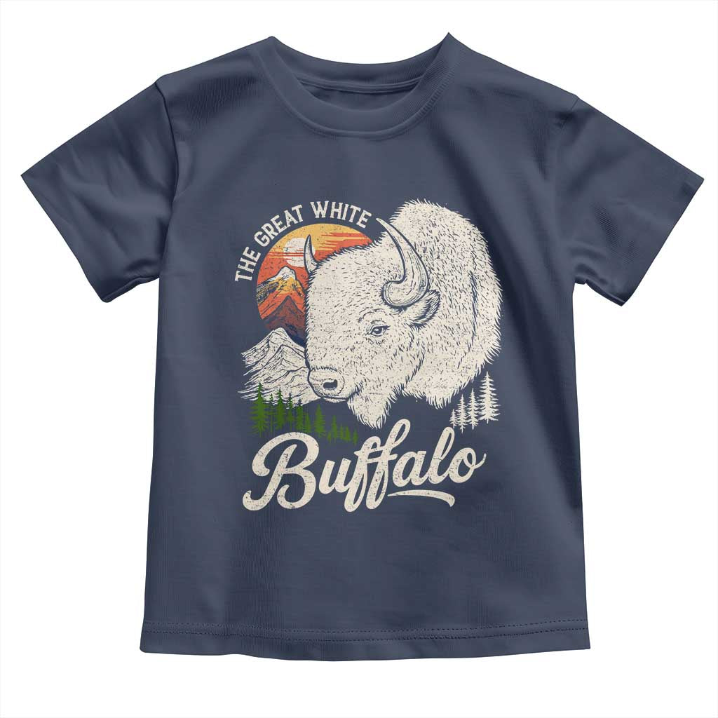 The Great White Buffalo Toddler T Shirt Native American Sacred Spirit Animal TS11 Navy Print Your Wear