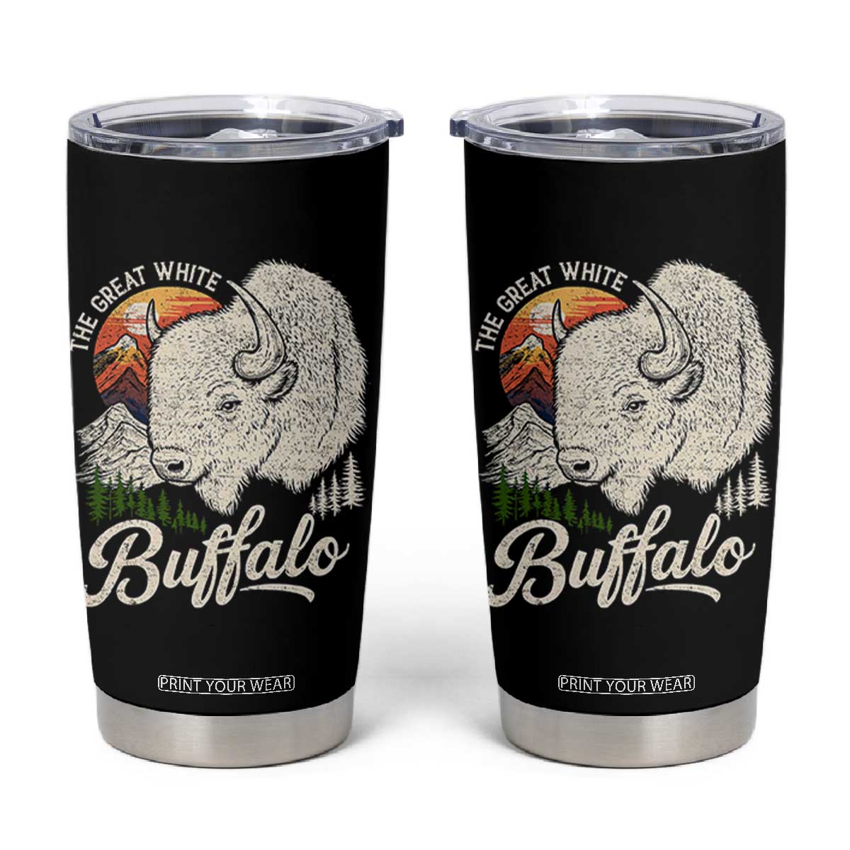 The Great White Buffalo Tumbler Cup Native American Sacred Spirit Animal TS11 Black Print Your Wear