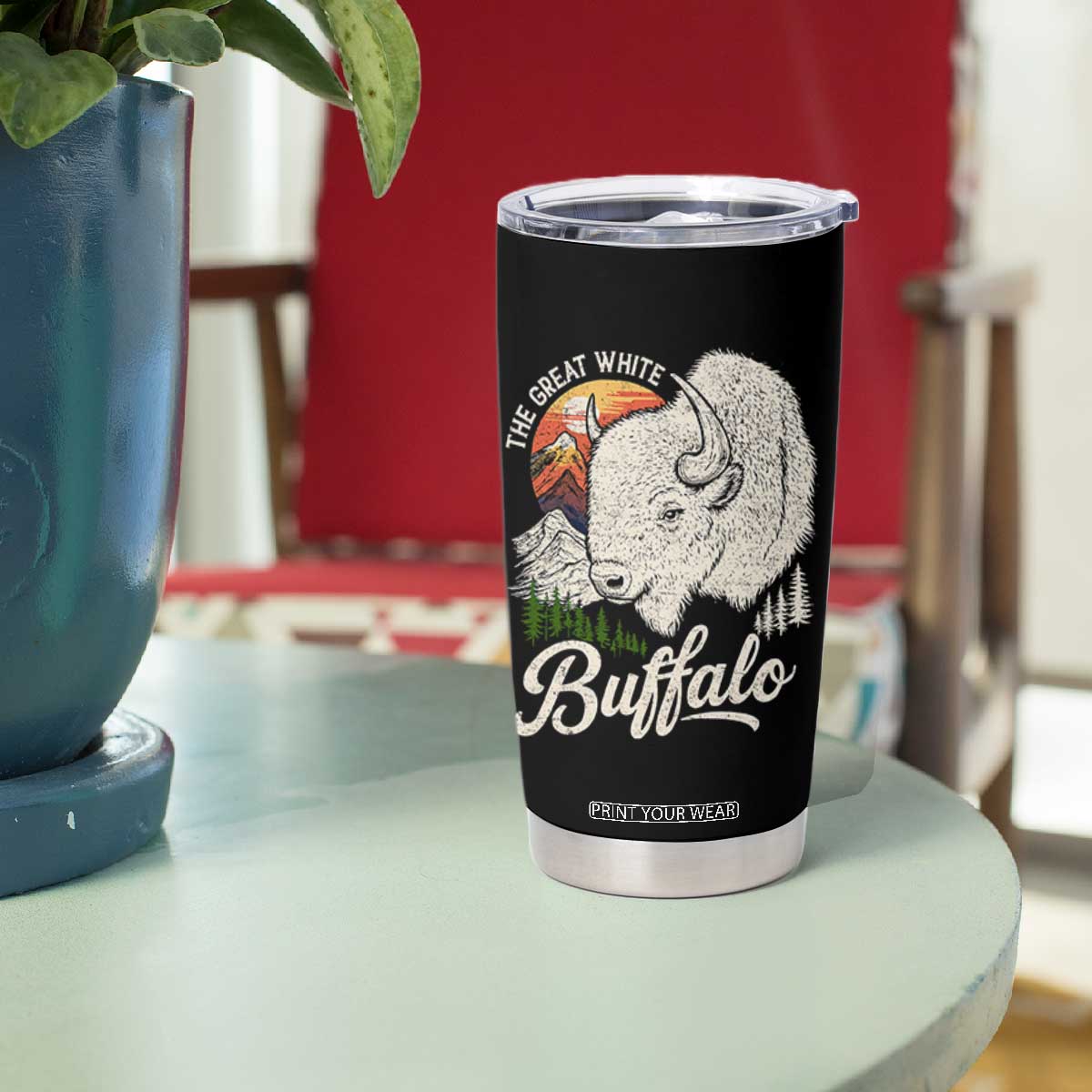 The Great White Buffalo Tumbler Cup Native American Sacred Spirit Animal TS11 Print Your Wear