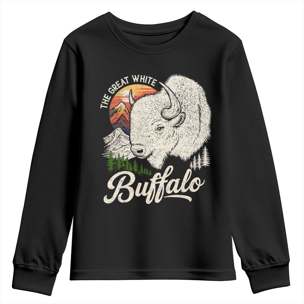 The Great White Buffalo Youth Sweatshirt Native American Sacred Spirit Animal TS11 Black Print Your Wear