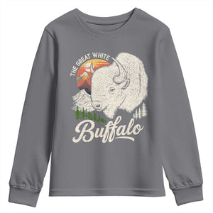 The Great White Buffalo Youth Sweatshirt Native American Sacred Spirit Animal TS11 Charcoal Print Your Wear