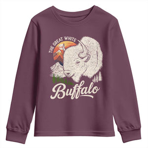 The Great White Buffalo Youth Sweatshirt Native American Sacred Spirit Animal TS11 Maroon Print Your Wear