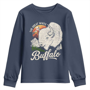 The Great White Buffalo Youth Sweatshirt Native American Sacred Spirit Animal TS11 Navy Print Your Wear