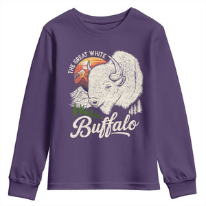 The Great White Buffalo Youth Sweatshirt Native American Sacred Spirit Animal TS11 Purple Print Your Wear