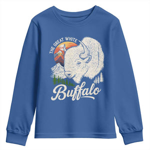 The Great White Buffalo Youth Sweatshirt Native American Sacred Spirit Animal TS11 Royal Blue Print Your Wear