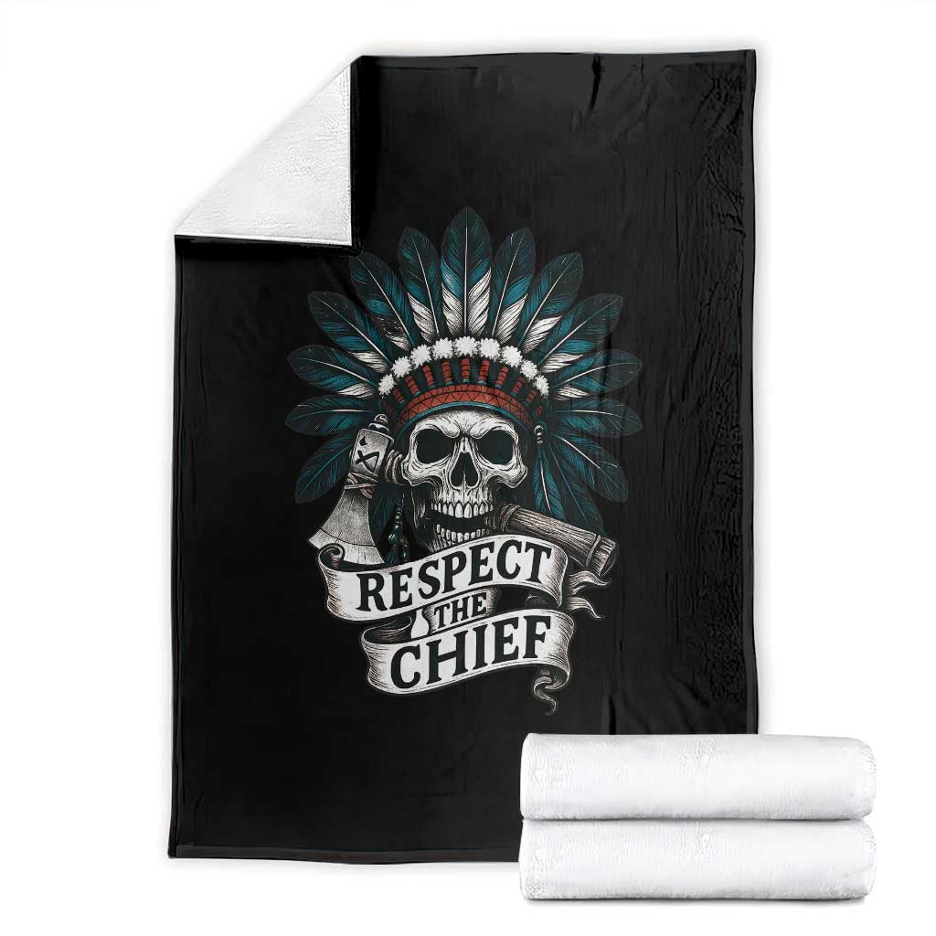 Native American Respect The Chief Throw Blanket Indian Tribal Skull Headdress TS11 Black Print Your Wear