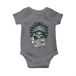 Native American Respect The Chief Baby Onesie Indian Tribal Skull Headdress TS11 Charcoal Print Your Wear