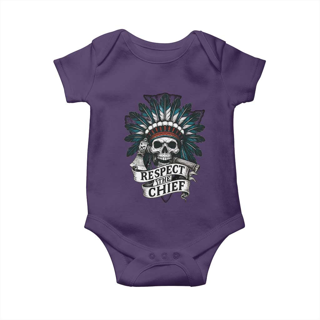 Native American Respect The Chief Baby Onesie Indian Tribal Skull Headdress TS11 Purple Print Your Wear