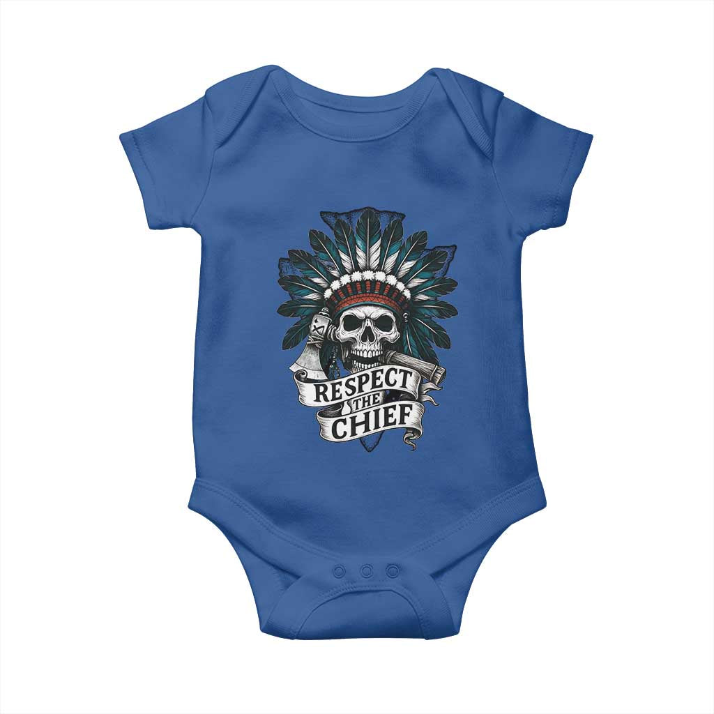 Native American Respect The Chief Baby Onesie Indian Tribal Skull Headdress TS11 Royal Blue Print Your Wear