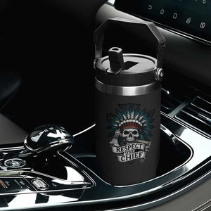 Native American Respect The Chief Flip Straw Tumbler Indian Tribal Skull Headdress TS11 Print Your Wear