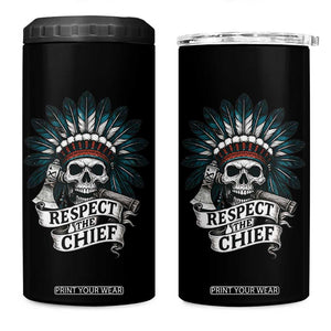 Native American Respect The Chief 4 in 1 Can Cooler Tumbler Indian Tribal Skull Headdress TS11 One Size: 16 oz Black Print Your Wear