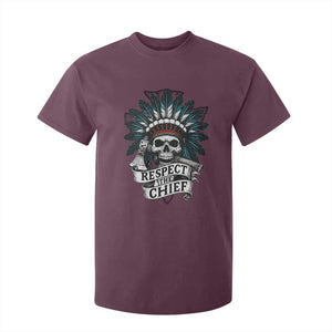 Native American Respect The Chief T Shirt For Kid Indian Tribal Skull Headdress TS11 Maroon Print Your Wear