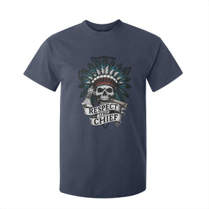 Native American Respect The Chief T Shirt For Kid Indian Tribal Skull Headdress TS11 Navy Print Your Wear