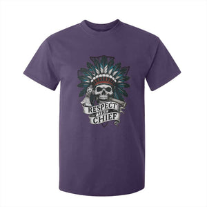 Native American Respect The Chief T Shirt For Kid Indian Tribal Skull Headdress TS11 Purple Print Your Wear