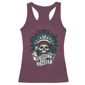 Native American Respect The Chief Racerback Tank Top Indian Tribal Skull Headdress TS11 Maroon Print Your Wear