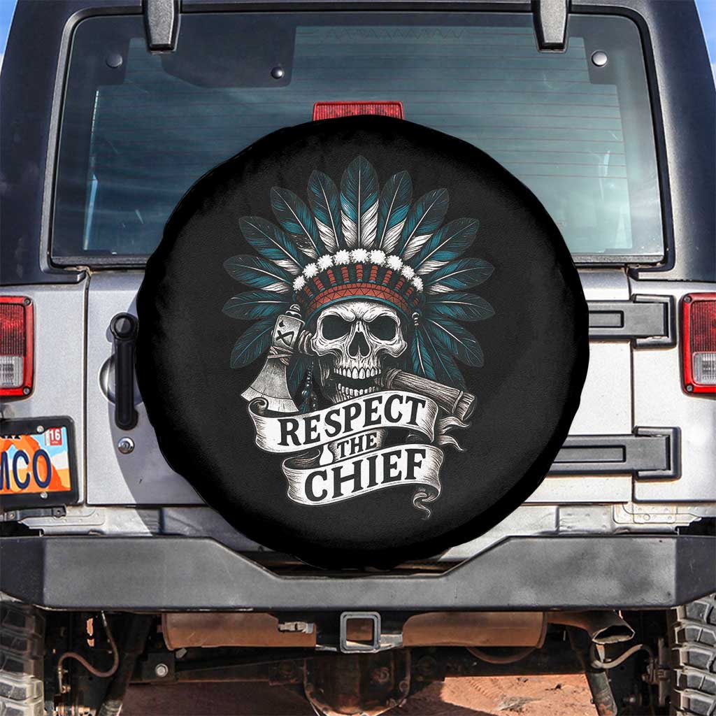 Native American Respect The Chief Spare Tire Cover Indian Tribal Skull Headdress TS11 No hole Black Print Your Wear