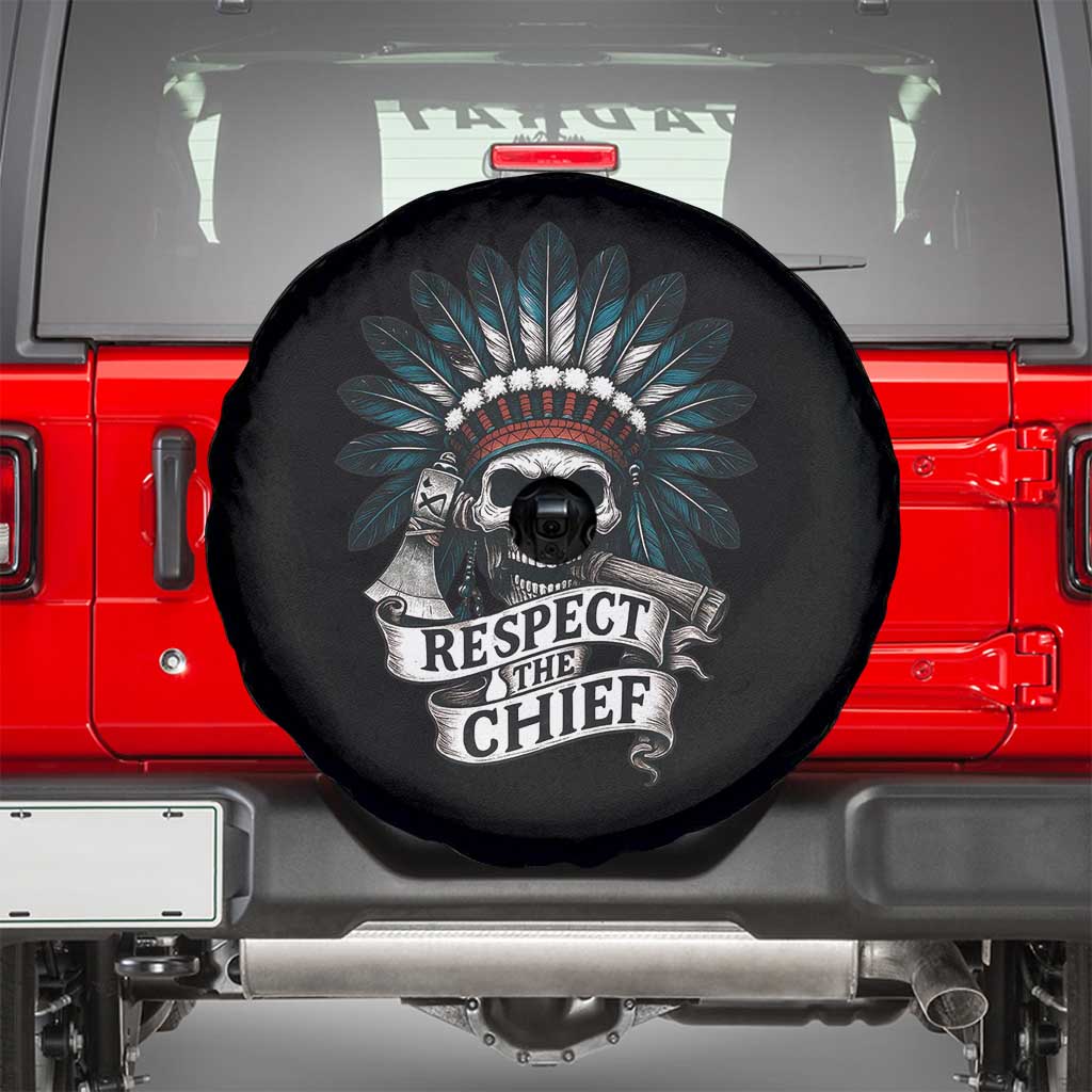 Native American Respect The Chief Spare Tire Cover Indian Tribal Skull Headdress TS11 Black Print Your Wear