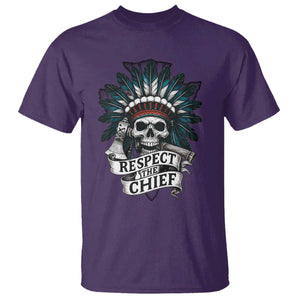 Native American Respect The Chief T Shirt Indian Tribal Skull Headdress TS11 Purple Print Your Wear