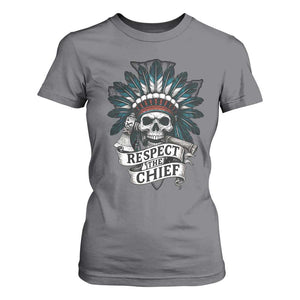 Native American Respect The Chief T Shirt For Women Indian Tribal Skull Headdress TS11 Charcoal Print Your Wear