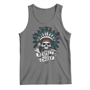Native American Respect The Chief Tank Top Indian Tribal Skull Headdress TS11 Black Heather Print Your Wear