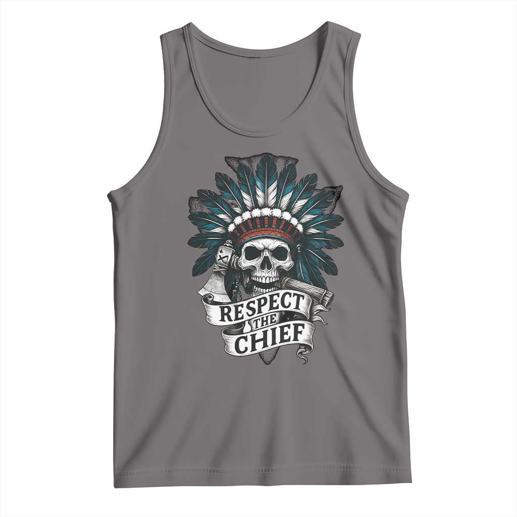 Native American Respect The Chief Tank Top Indian Tribal Skull Headdress TS11 Deep Heather Print Your Wear