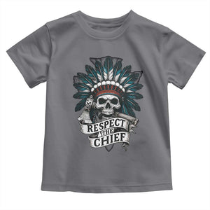 Native American Respect The Chief Toddler T Shirt Indian Tribal Skull Headdress TS11 Charcoal Print Your Wear