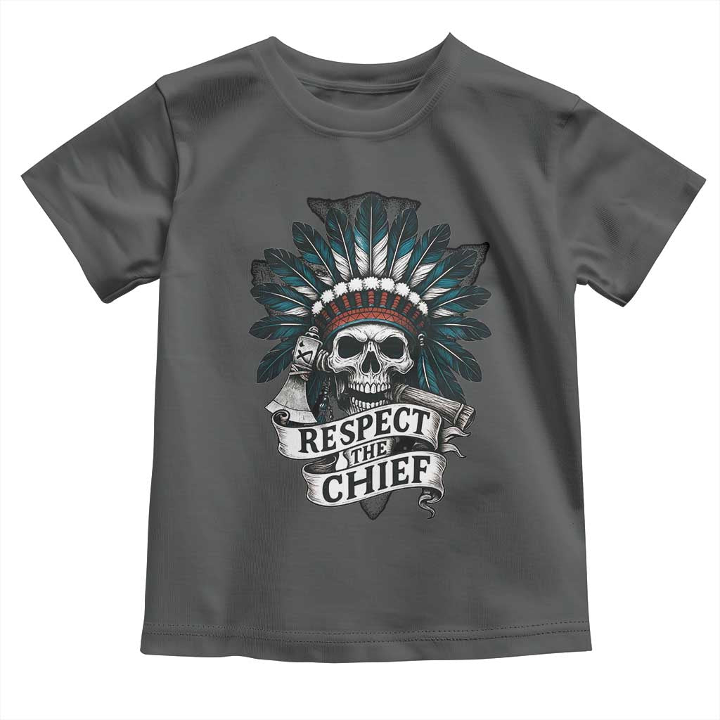 Native American Respect The Chief Toddler T Shirt Indian Tribal Skull Headdress TS11 Dark Heather Print Your Wear