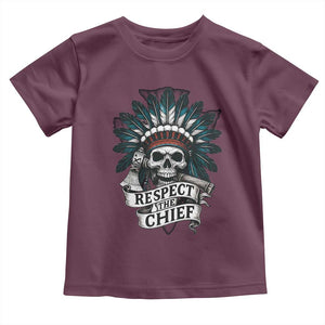 Native American Respect The Chief Toddler T Shirt Indian Tribal Skull Headdress TS11 Maroon Print Your Wear