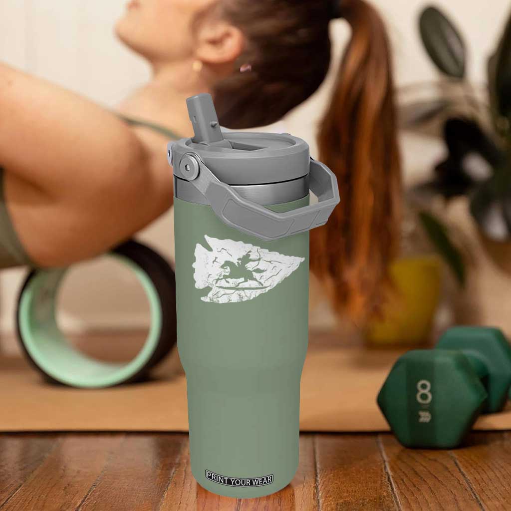Arrowhead Hunter Indian Chief Relic Hunting Native American Flip Straw Tumbler TS11 One Size: 30 oz Moss Green Print Your Wear